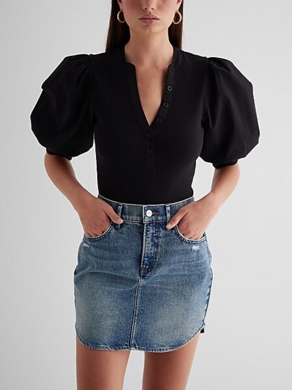 Express Puff Sleeve Henley